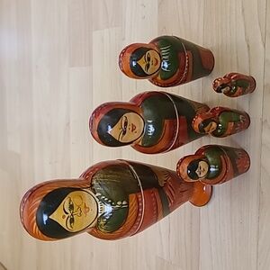 Matryoshka Wooden Set of 6 Nesting Doll Boxes Original Old Hand Crafted Painted